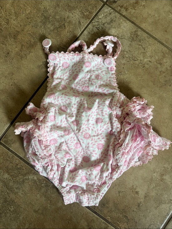 Julia Amory Other - Toddler Girl Bubble Romper, Pink Floral with Ruffles